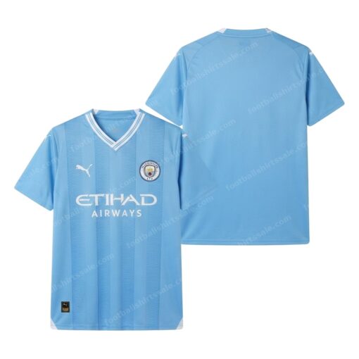 Manchester City Home Football Shirt 23/24 Front and Back View