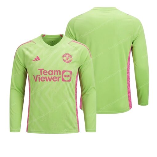 Manchester United Goalkeeper Player Player Version Football Shirt 23/24 Front and Back View