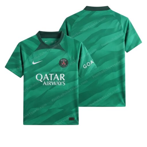 PSG Goalkeeper Green Football Shirt 23/24 Front and Back View