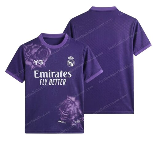 Real Madrid Y 3 Special Edition Purple Player Version Football Shirt 23/24 Front and Back View