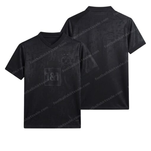 Dortmund Blackout Special Edition Football Shirt 2023 Front and Back View