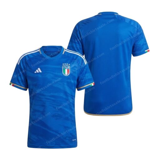 Italy Home Football Shirt 2023 Front and Back View