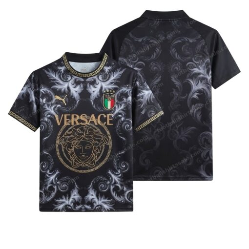 Italy Special Edition Black Football Shirt 2023 Front and Back View