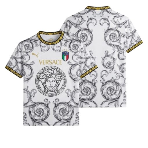 Italy Special Edition White Football Shirt 2023 Front and Back View