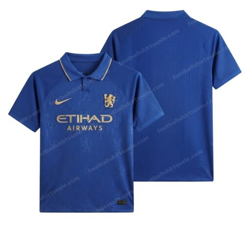 Manchester City Chinese New Year Commemorative Edition Blue Football Shirt 2023 Front and Back View