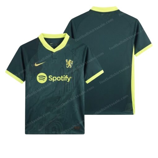 Barcelona Special Edition Green Football Shirt 24/25 Front and Back View
