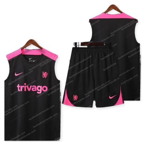 Chelsea Pre Match Black Football Shorts 24/25 Front and Back Overview