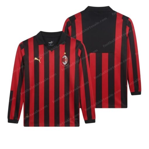 AC Milan 125th Anniversary Long Sleeve Football Shirt 24/25 Front and Back View