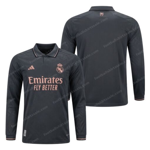 Real Madrid Third Long Sleeve Player Version Football Shirt 24/25 Front and Back View