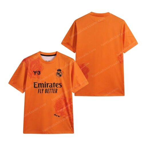 Real Madrid Y 3 Special Edition Orange Football Shirt 24/25 Front and Back View