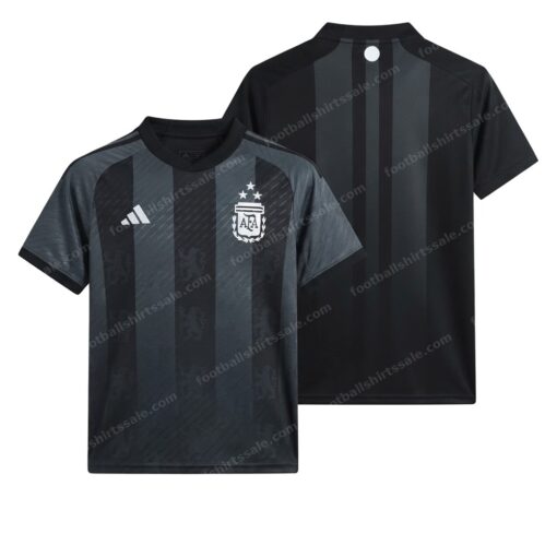 Argentina Special Edition Black Player Version Football Shirt 2024 Front and Back View