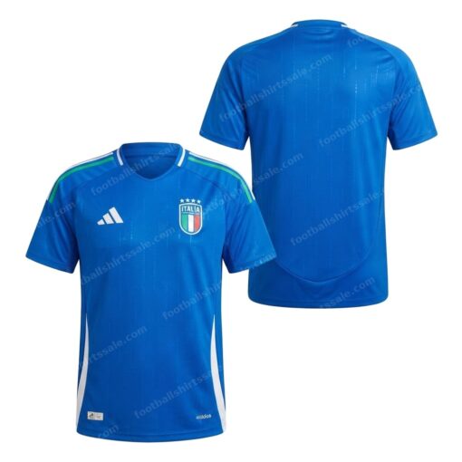 Italy Home Football Shirt 2024 Front and Back View