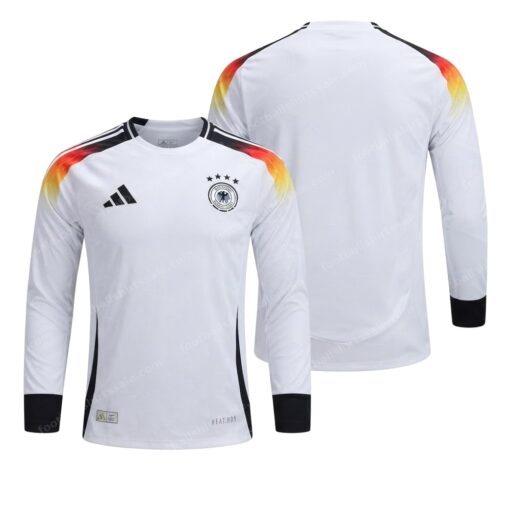 Germany Home Long Sleeve Player Version Football Shirt 2024 Front and Back View