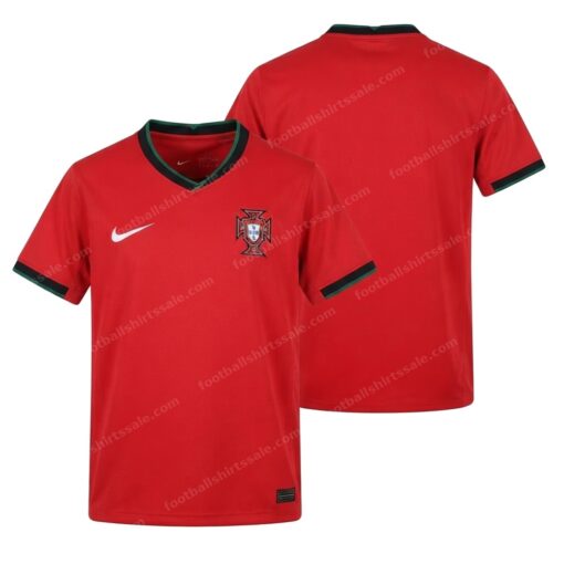 Portugal Home Football Shirt 2024 Front and Back View