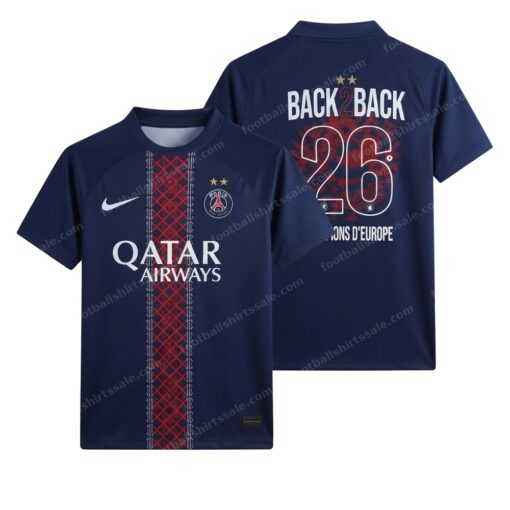 PSG Home 2 Stars Back 2 Back Football Shirt 25/26 Front and Back View