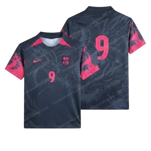 Barcelona Special Edition Dark And Pink Football Shirt 25/26 Front and Back View