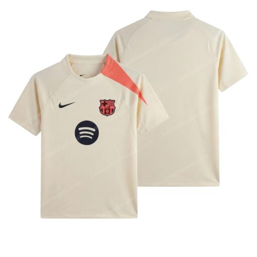 Barcelona Training Wear Cream Yellow Football Shirt 25/26 Front and Back View
