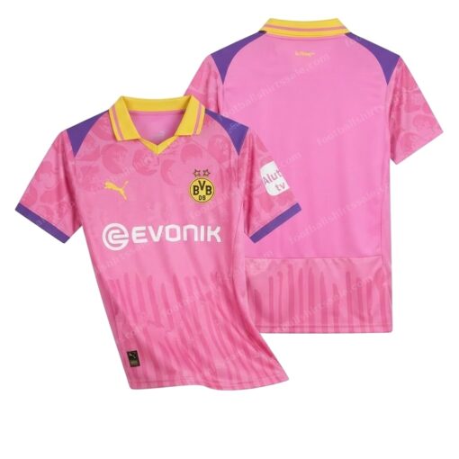 Dortmund Special Edition Pink Football Shirt 25/26 Front and Back View
