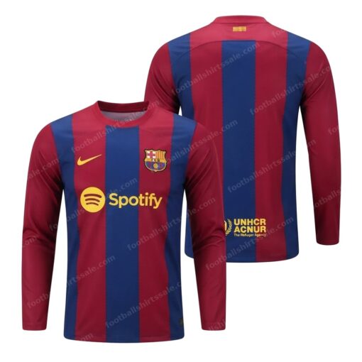 Barcelona Home Long Sleeve Football Shirt 25/26 Front and Back View