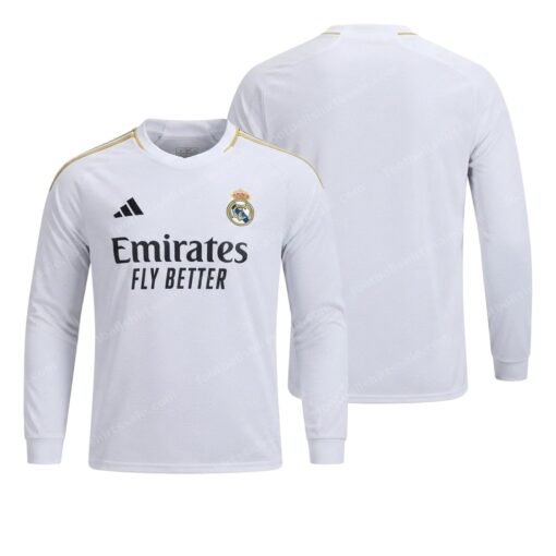 Real Madrid Home Long Sleeves Player Version Football Shirt 25/26 Front and Back View