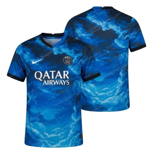 PSG Night Blue Football Shirt 25/26 Front and Back View