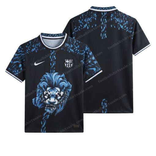Barcelona Black Lion Special Edition Football Shirt 2025 Front and Back View