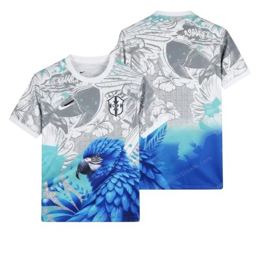 Brazil Special Edition Blue Parrot Football Shirt 2026 Front and Back View