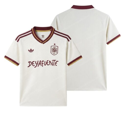 Spain Away World Cup X Dellafuente Football Shirt 2026 Front and Back View