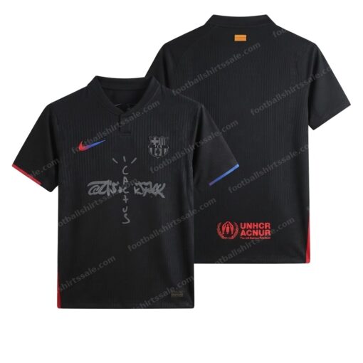 Barcelona Away X Travis Scott Player Version Football Shirt 24/25 Front and Back View
