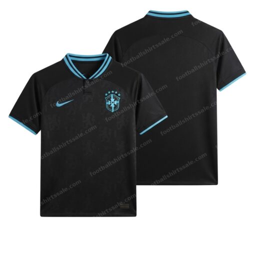 Brazil Blackout Football Shirt 2024 Front and Back View
