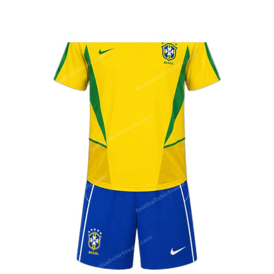 Brazil Retro Home Kids Football Kit 2002