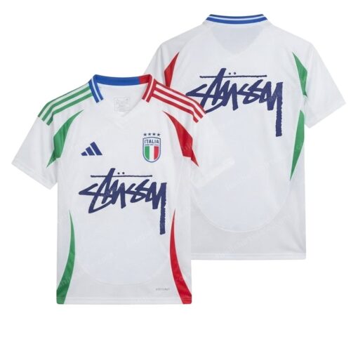 Italy Away X Stussy Football Shirt 24/25 Front and Back View