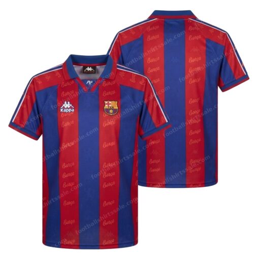 Barcelona Retro Home Football Shirt 95/97 Front and Back View