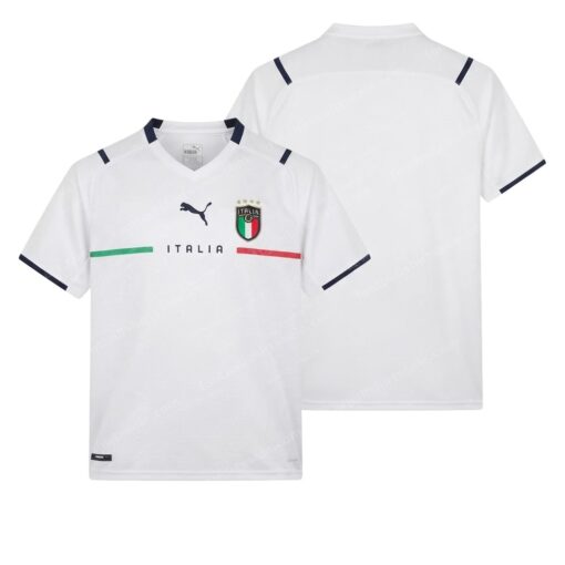 Italy Away White Football Shirt 2021 Front and Back View