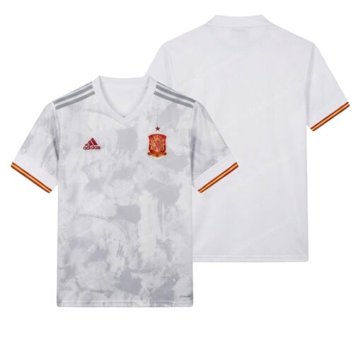 Spain Away White Football Shirt 2020 Front and Back View