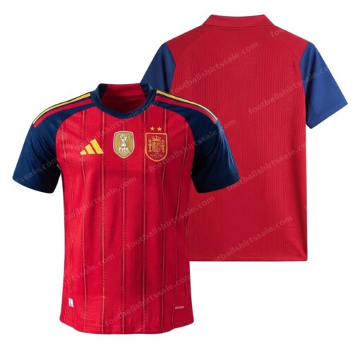 Spain Home World Cup 2 Stars Player Version Football Shirt 2026 Front and Back View